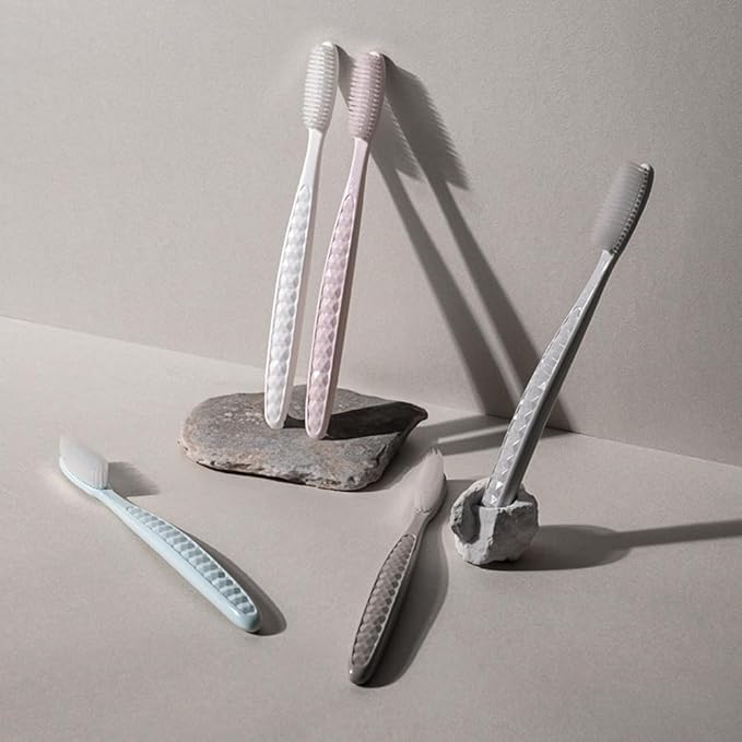 WANGTA Basic Stone - Extra Large Toothbrushes - 1.6 inch (4 cm) Wide Head, 4,000 Bristles for Deep Cleaning & Gum Care – Made in Korea Premium Oral Care – Plaque Remover for Sensitive Teeth (10 Pack)