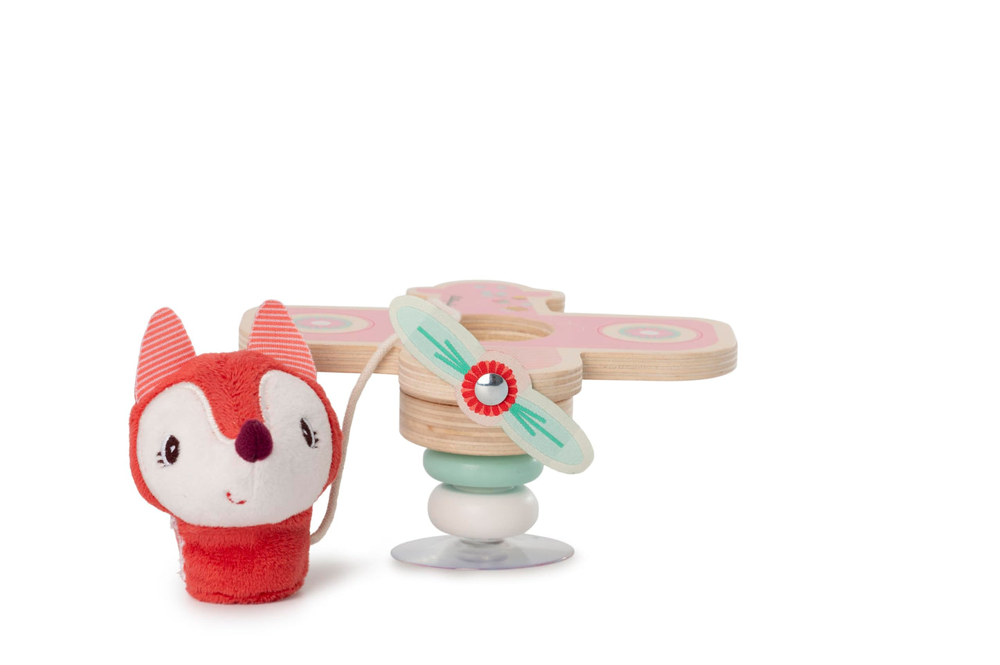 LILLIPUTIENS - Alice in Plane Swing with Suction Cup - Interactive Toy for Babies with Bell and Wooden Rings - Stimulates fine Motor Skills, Sight and Hearing - from 6 Months - Early Learning Game -