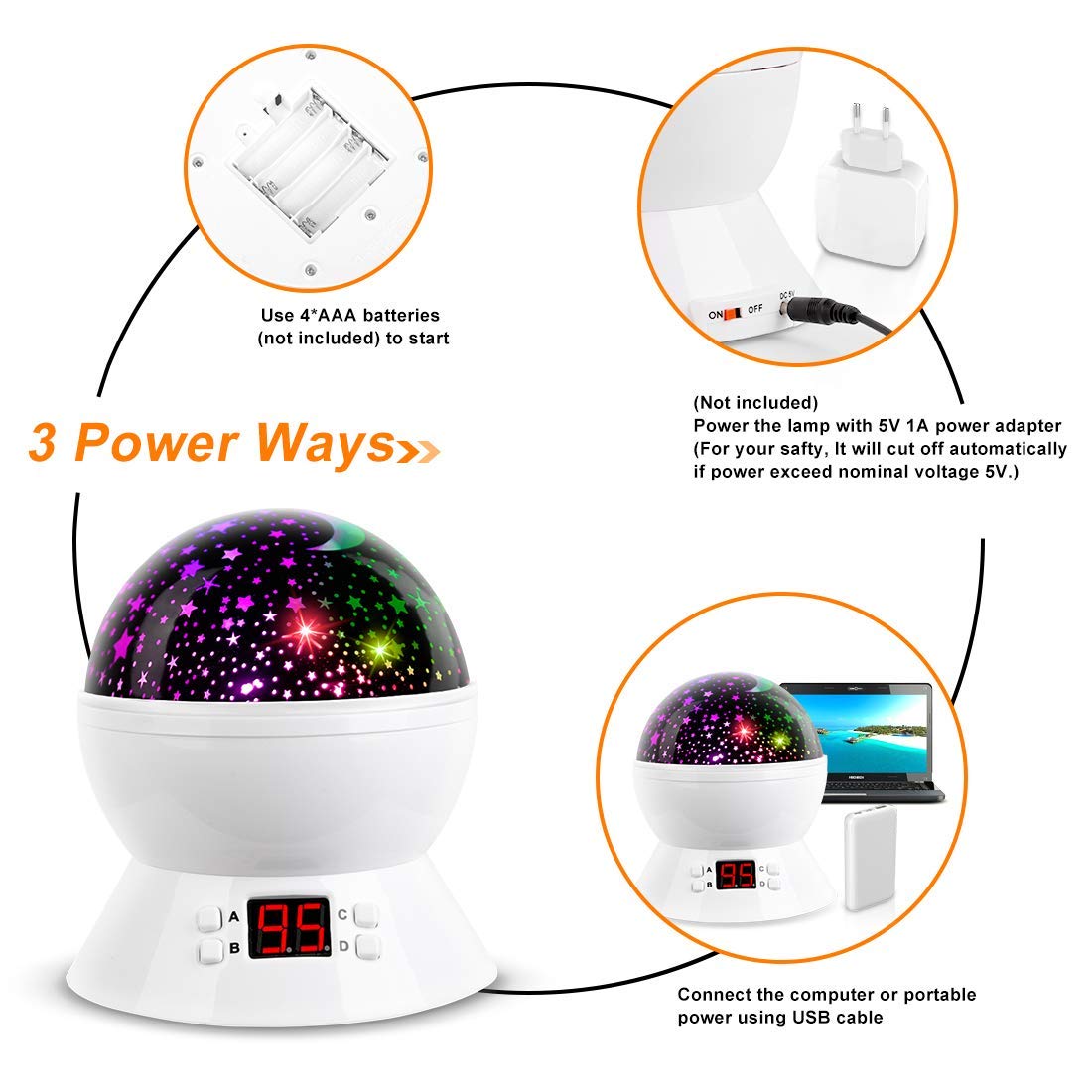 Kids Star Projector Night Light, Star Night Light Projector for Kids, Ceiling Stars Projection Lamp with Timer, 360° Rotating Night Light for Bedroom, Birthday Gift for 3 4 5 Year Old Girls Boys