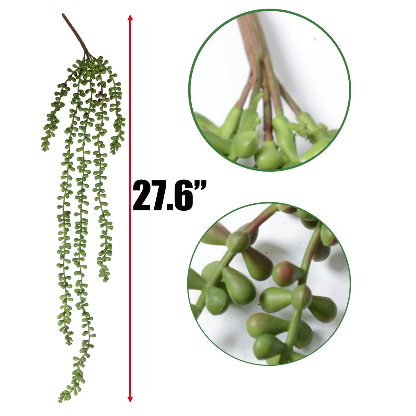 SzJias 3 Pcs String of Pearls Plant Artificial Hanging Succulents Plants for Home Garden Decor (Pots Not Included)