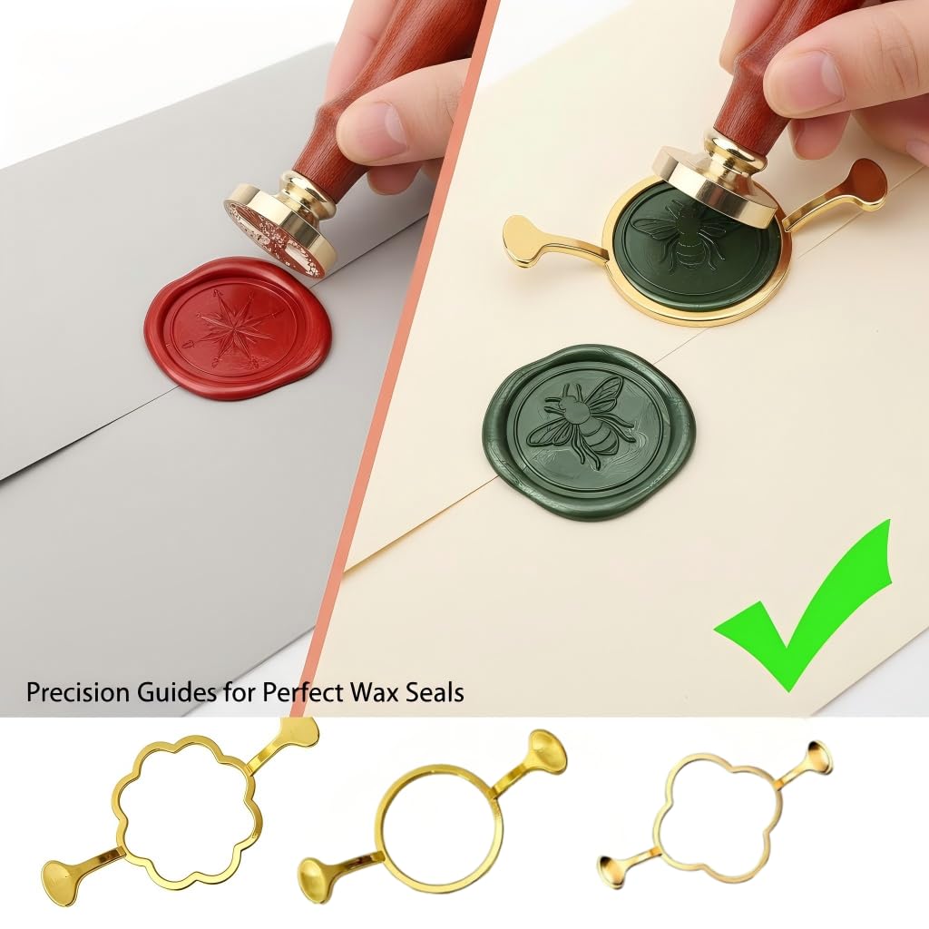 41-Piece Wax Seal Stamp Kit with Vintage Design Metal Stamp Heads -Wooden Handle for Sealing Wedding Invitations, Envelopes, Gift Wrapping and DIY Craft Projects