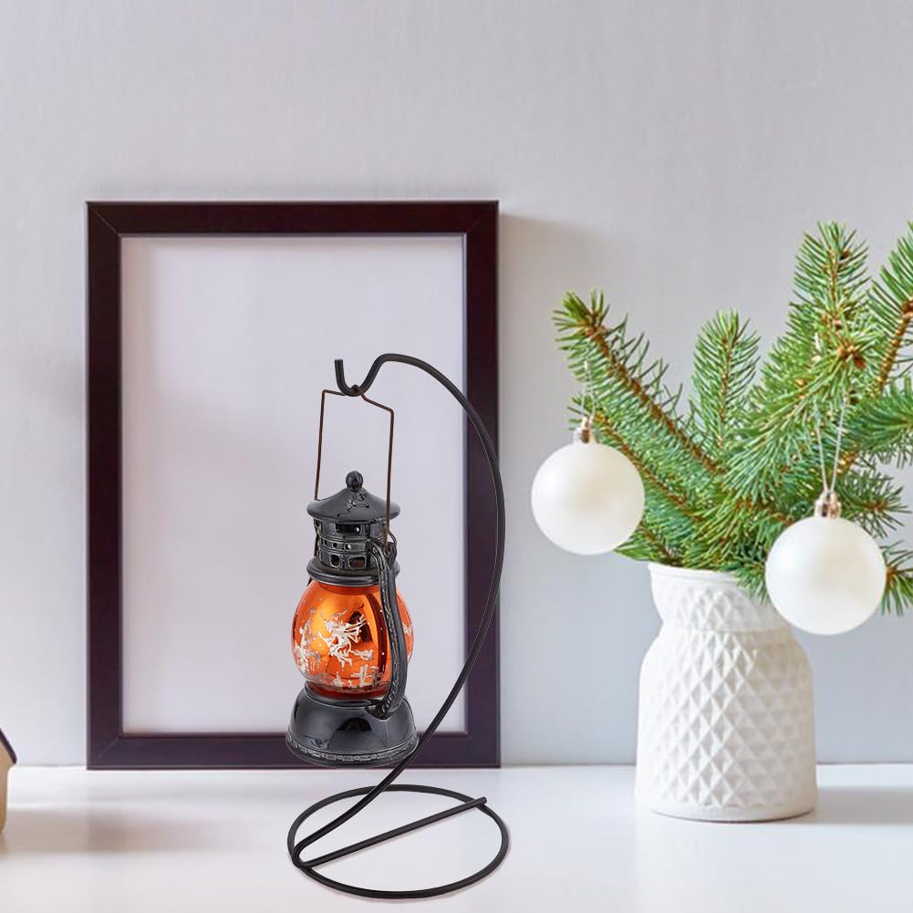 DELORIGIN 6pcs Ornament Display Stand Hanger Holder Glass Globe Iron Wire Stand Hanging Hook Rack for Christmas Lanterns Hanging Air Plant Terrarium Witch Ball Decor DIY Art Craft Display(Black)