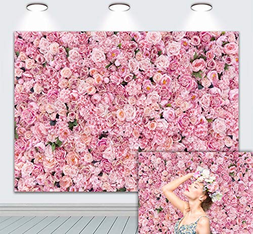 10x8ft Pink Rose Wall Background Spring Pink Flowers Backdrops Girls Women Birthday Party Weeding Bridal Shower Anniversary Ceremony Decor - size: 10 x 8 ft