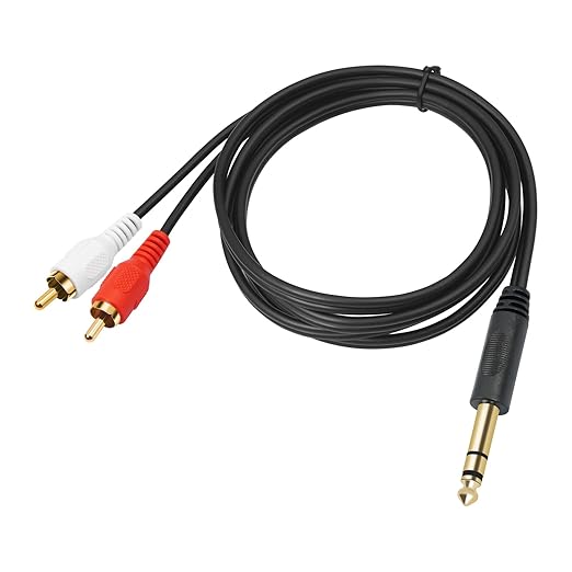 SiYear Gold-Plated 6.35mm 1/4 inch Male TRS Stereo Plug to 2 RCA Phono Male Audio Y Splitter Cable,Connector Wire Cord Plug (1.5M)