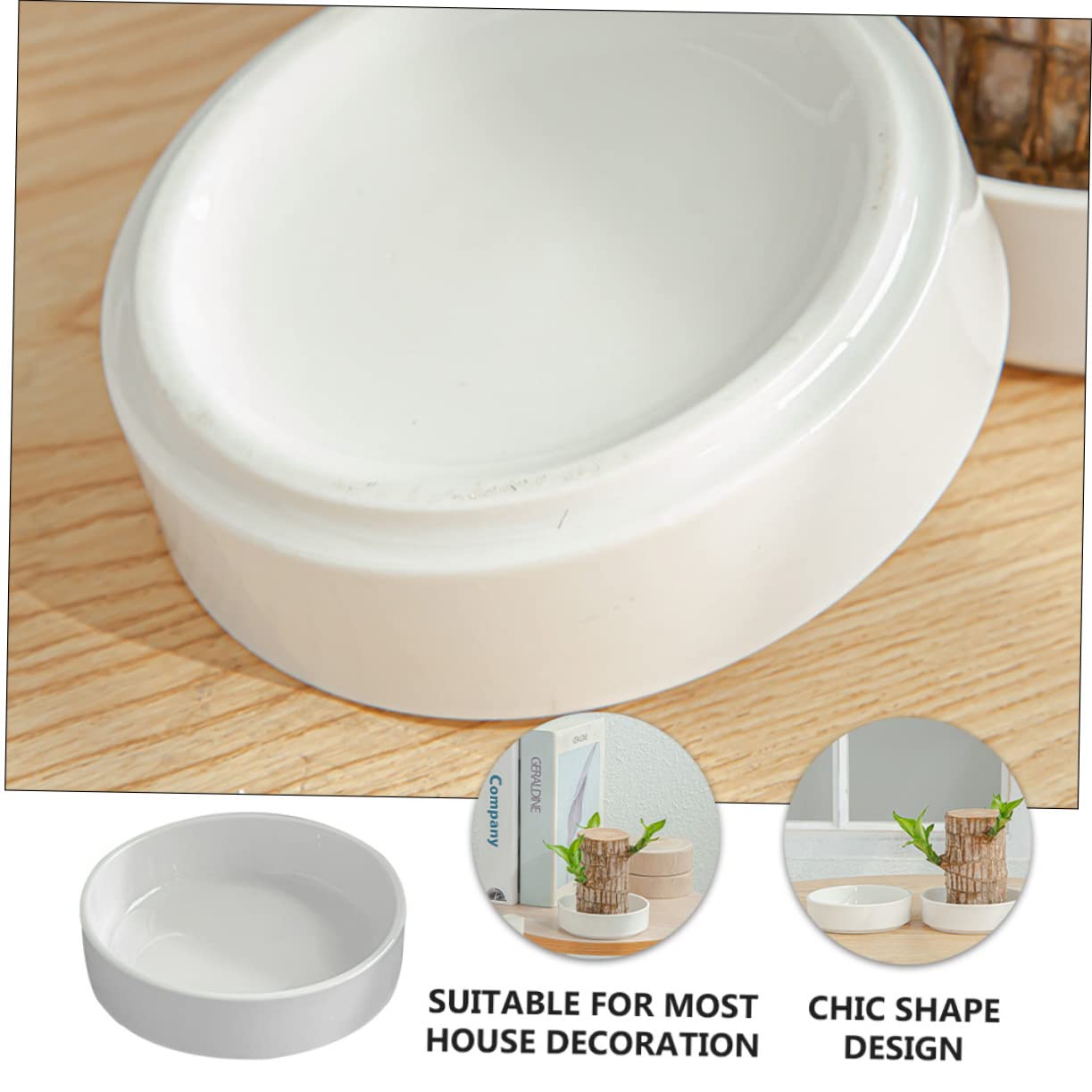 OFFSCH Ceramic Plant Tray for Brazilian Wood Pot 2Pcs - Decorative Saucer for Home and Office Easy to Clean Prevents Water Spillage