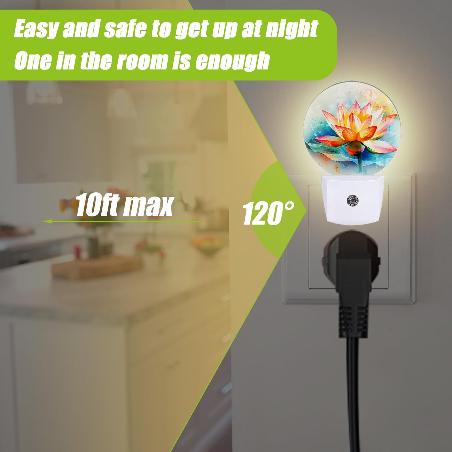 COSHARKLY Magic Lotus Flower Bloom Night Light,Floral Plug-in Night Lights with Dusk-to-Dawn Sensor for Bedroom Bathroom and Living Room Sleep Friendly lamp