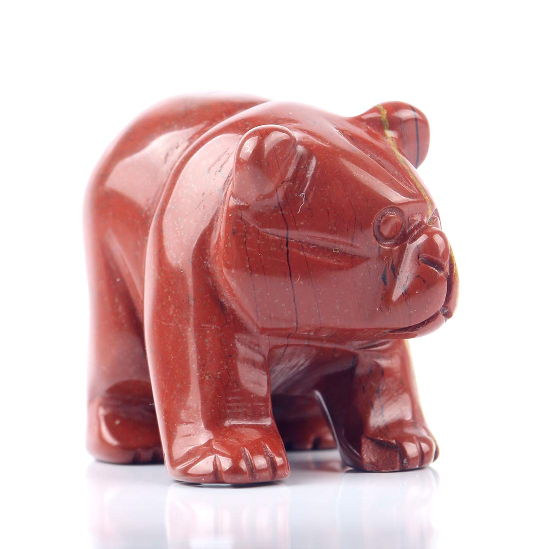 38mm Red Jasper Natural Beads Semi Stone Carved Bear Statue Chakra Healing Reiki Crafts (Red Jasper)
