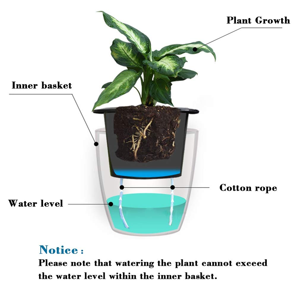 SAND MINE Self Watering Planter White Flower Pot (6, XL)