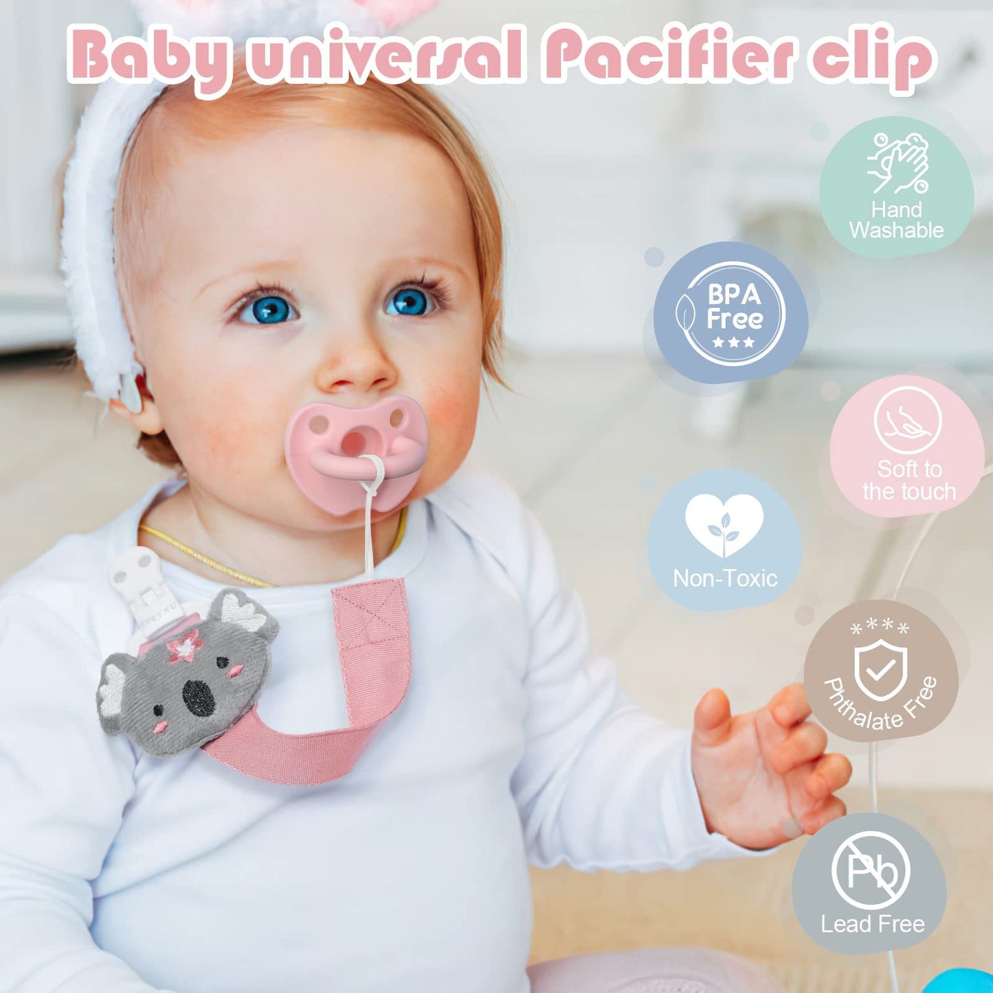 TYRY.HU 4 Pack Baby Teething Toys for Babies 0-36 Months with Neutral Pacifier Clip