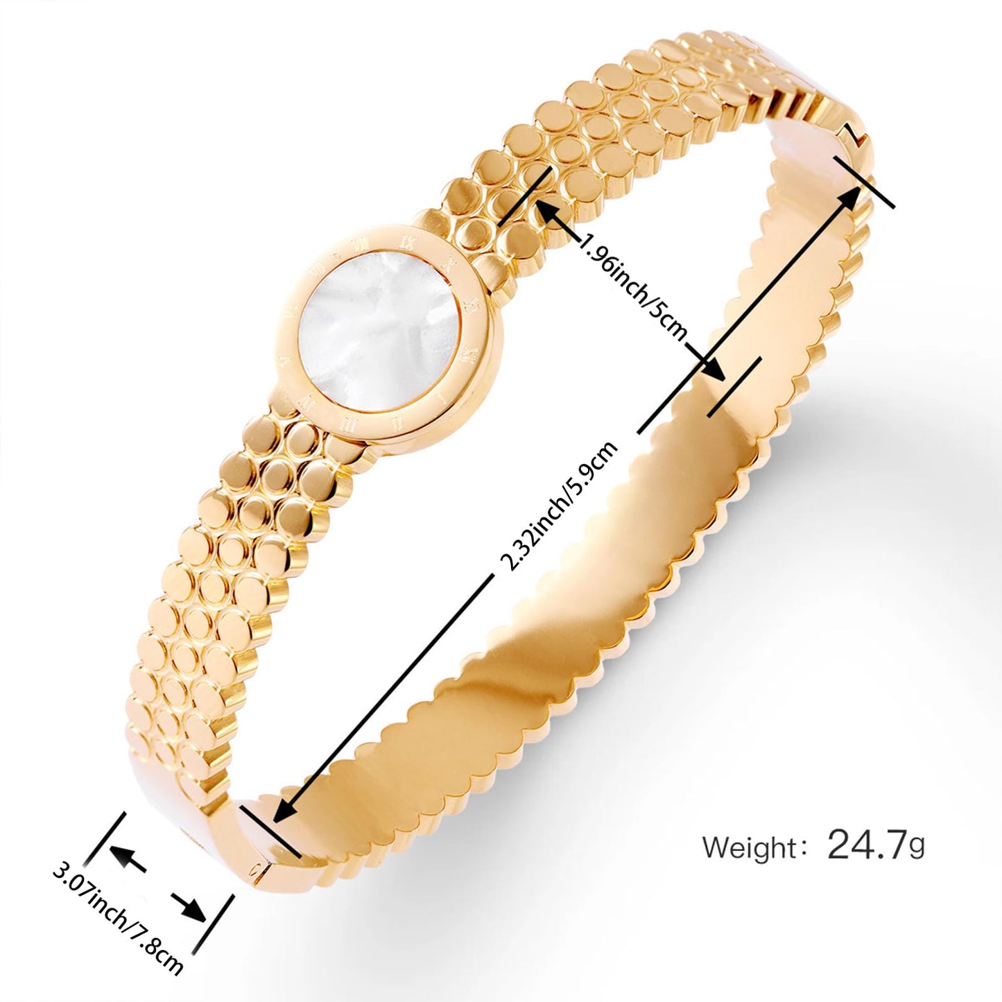 Vbvbip 18K Gold Plated 316L Stainless Steel Bracelets Bangle Collection - 12 Unique Designs + Matching Diamond-Accent Titanium Steel Chain, Gift for Women