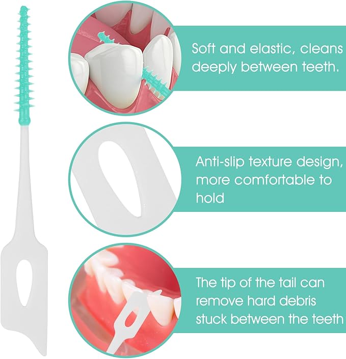 320 Pieces Dual Purpose Toothpick, Dual-Use Interdental Brushes Soft Silicone Disposable Dental Picks, Premium Dental Floss Picks 360° Bendable Braces Brush Dental Brushes for Effective Teeth Cleaning
