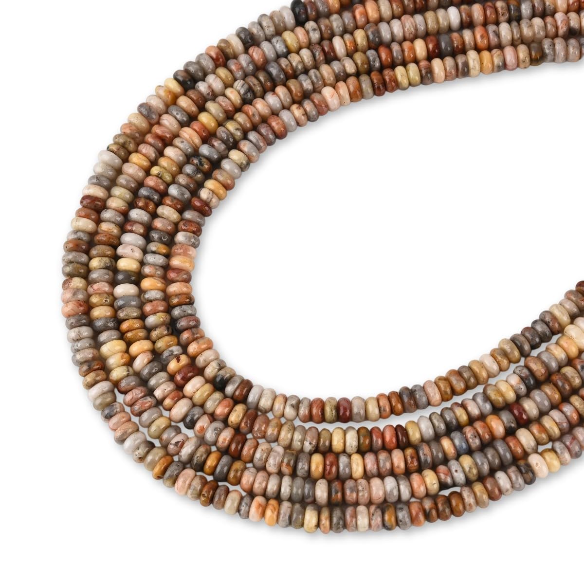 170pcs 4x2mm Natural Crazy Lace Agate Disk Rondelle Spacer Semi Precious Gemstone Loose Stone Beads for Jewelry Making 15 Inch