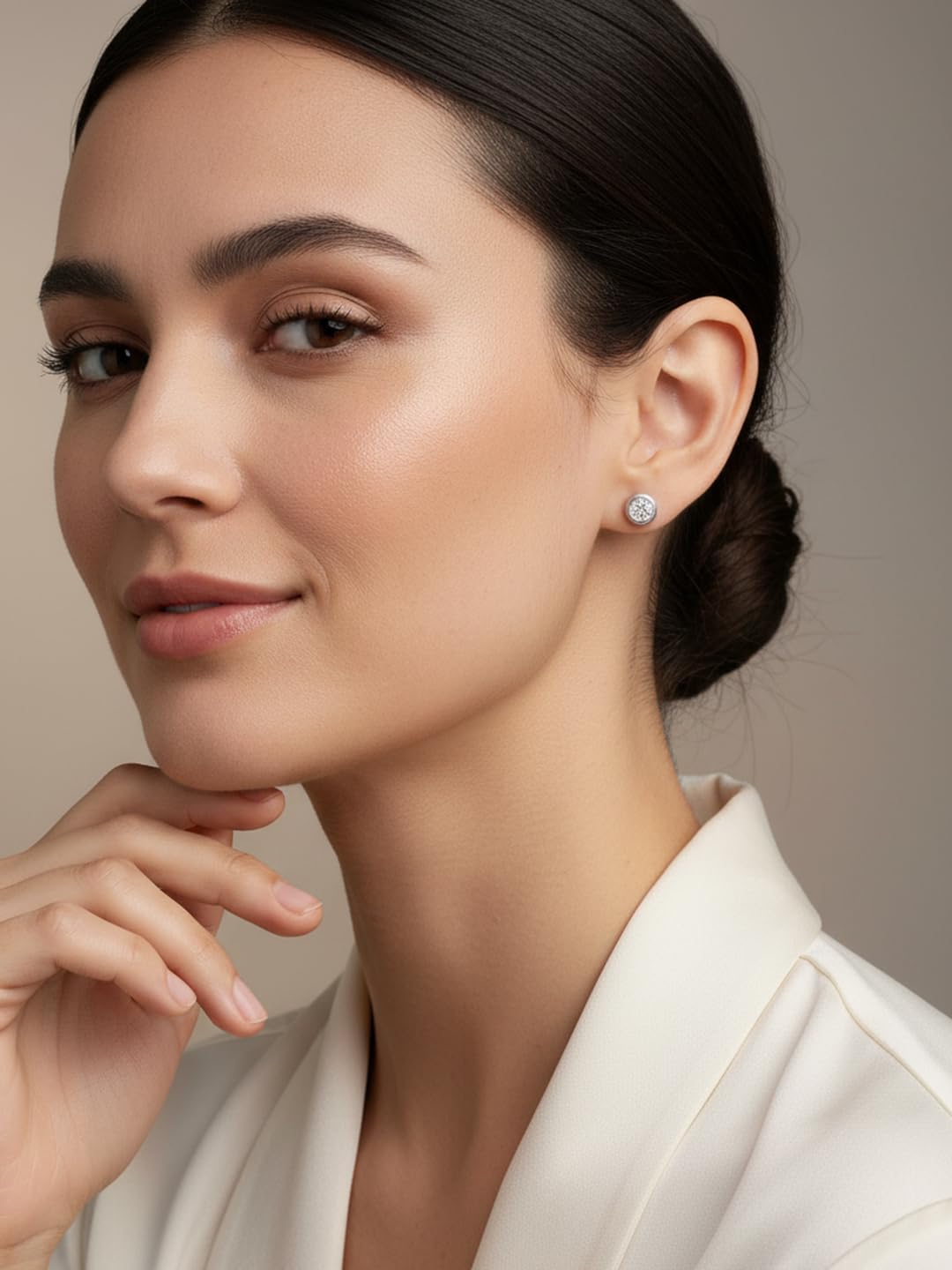 Womens Sparkle Cubic Zirconia Stud Earrings Simple Lightweight Simulated Diamond Earrings 925 Silver Post