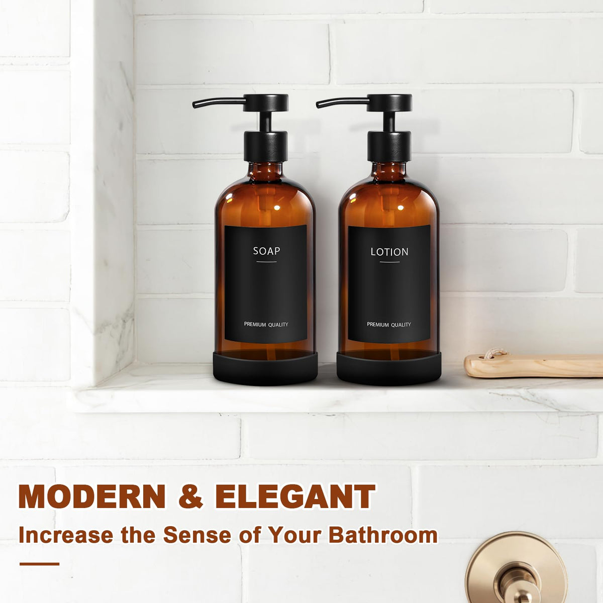 Amber Glass Soap Dispenser 4 Pack (16.9 Fl Oz)