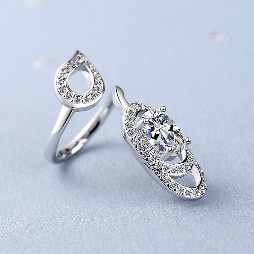 Holibanna Adjustable Open Fingernail Ring Rhinestone Nail Decorative Jewelry for Women Fingertip Nail Ring Party Hand Accessories