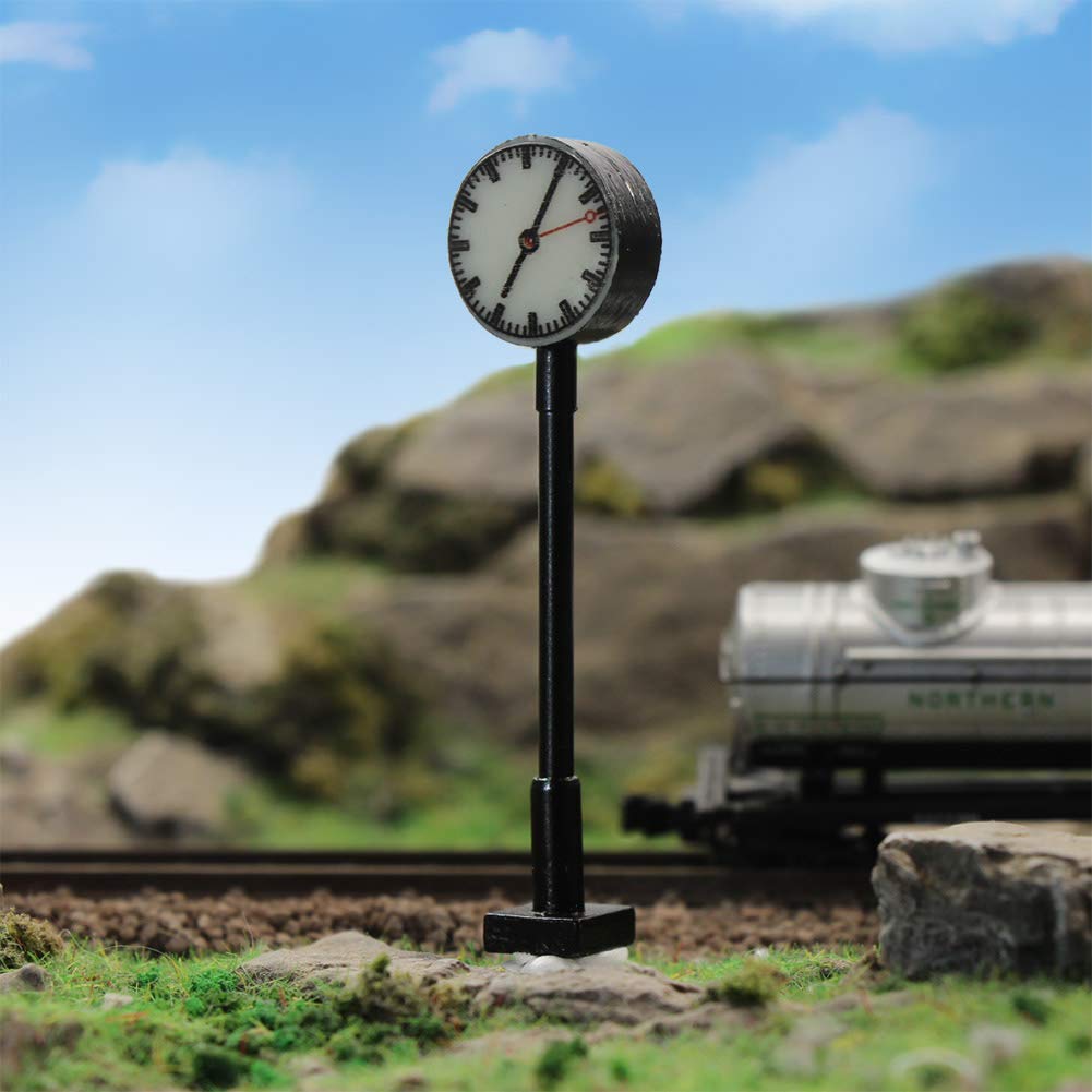 LQS62 3pcs Model Railway HO Scale 1:87 Lights Platform Clock Track Lamp (HO Scale)
