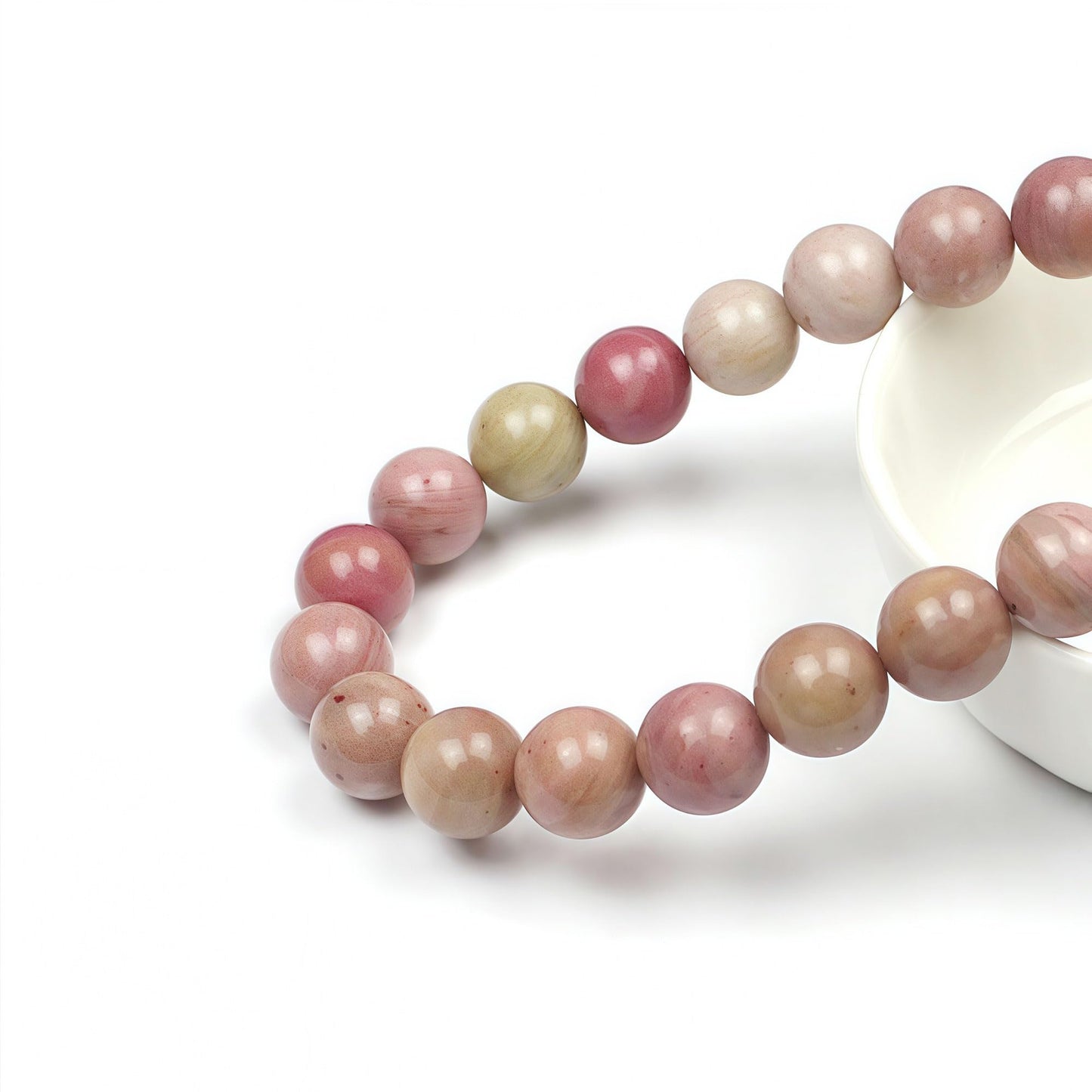 MJDCB Natural Red Stripes Rhodonite Round Stone Beads for Jewelry Making DIY Bracelet Necklace (6mm)