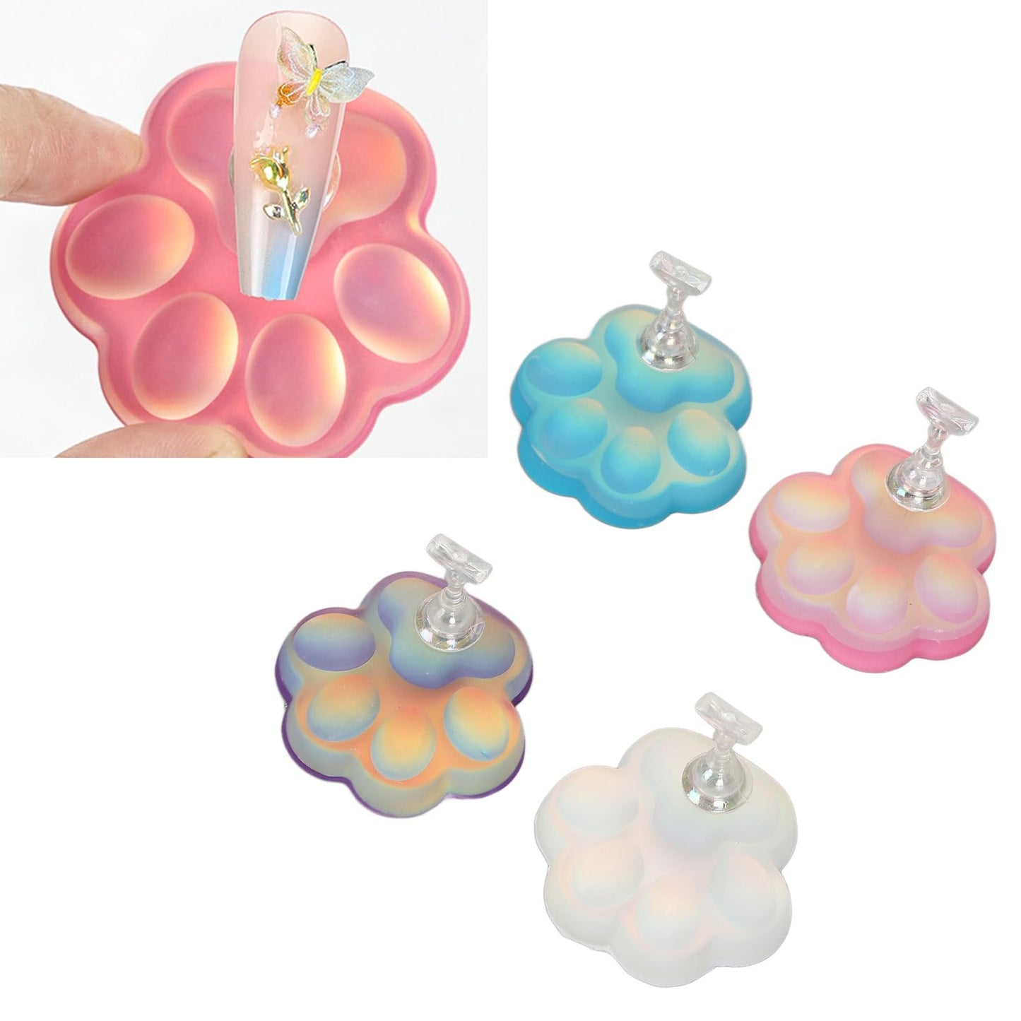 Saluaqui 4pcs Nail Stand for Press Ons, Cat Claw Magnetic Acrylic Nail Art Display Stand Practice Holder, Training Fingernail Display Stands, Salon DIY Manicure Tools, Wholesale Business