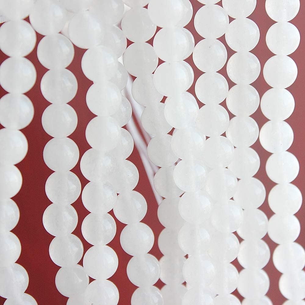 MJDCB Beads for Energy Bracelets Yoga Bracelet DIY Bracelet Natural Stone Beads White Jade 60 Pieces, 6mm