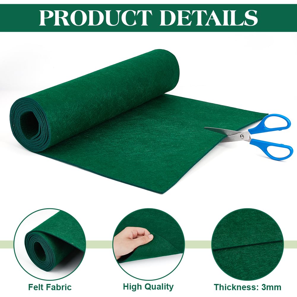 BENECREAT 78.7x15.7inch Felt Roll, Green Craft Felt Fabric, 3mm Thick Nonwoven Felt Roll for DIY Arts & Crafts, Patchwork Sewing Deocoration