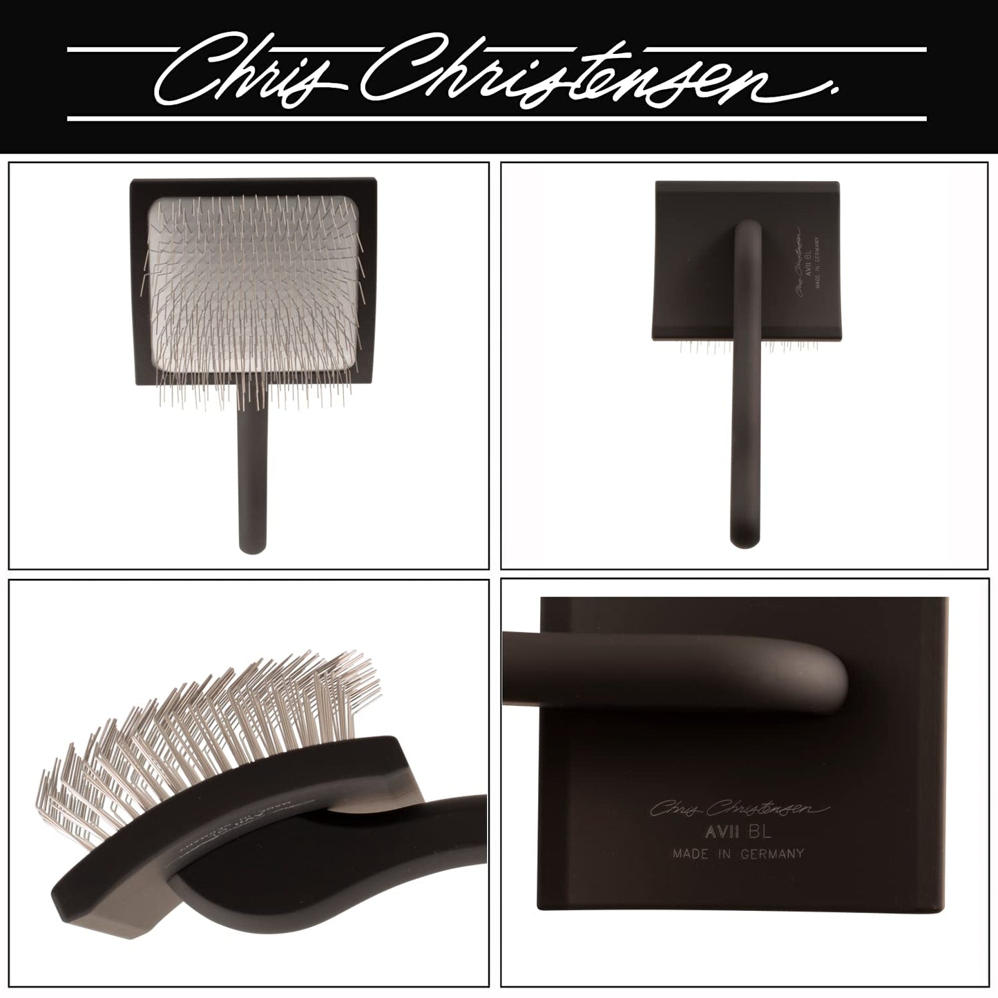 Chris Christensen Brush & Comb Bundle - Big K Slicker, 000 7.5 in Greyhound Style Fine/Coarse Comb, 27mm Original Series - Groom Like a Professional, Made in USA