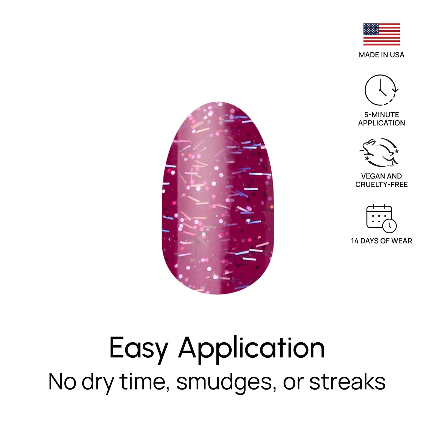 Color Street Divine Matter Nail Strips - Boysenberry Shade with Galaxy Glitter & Holographic Tinsel - 16 Double-Ended Polish Strips for a Dazzling Finish, Shifting Colors & Depth with Every Movement