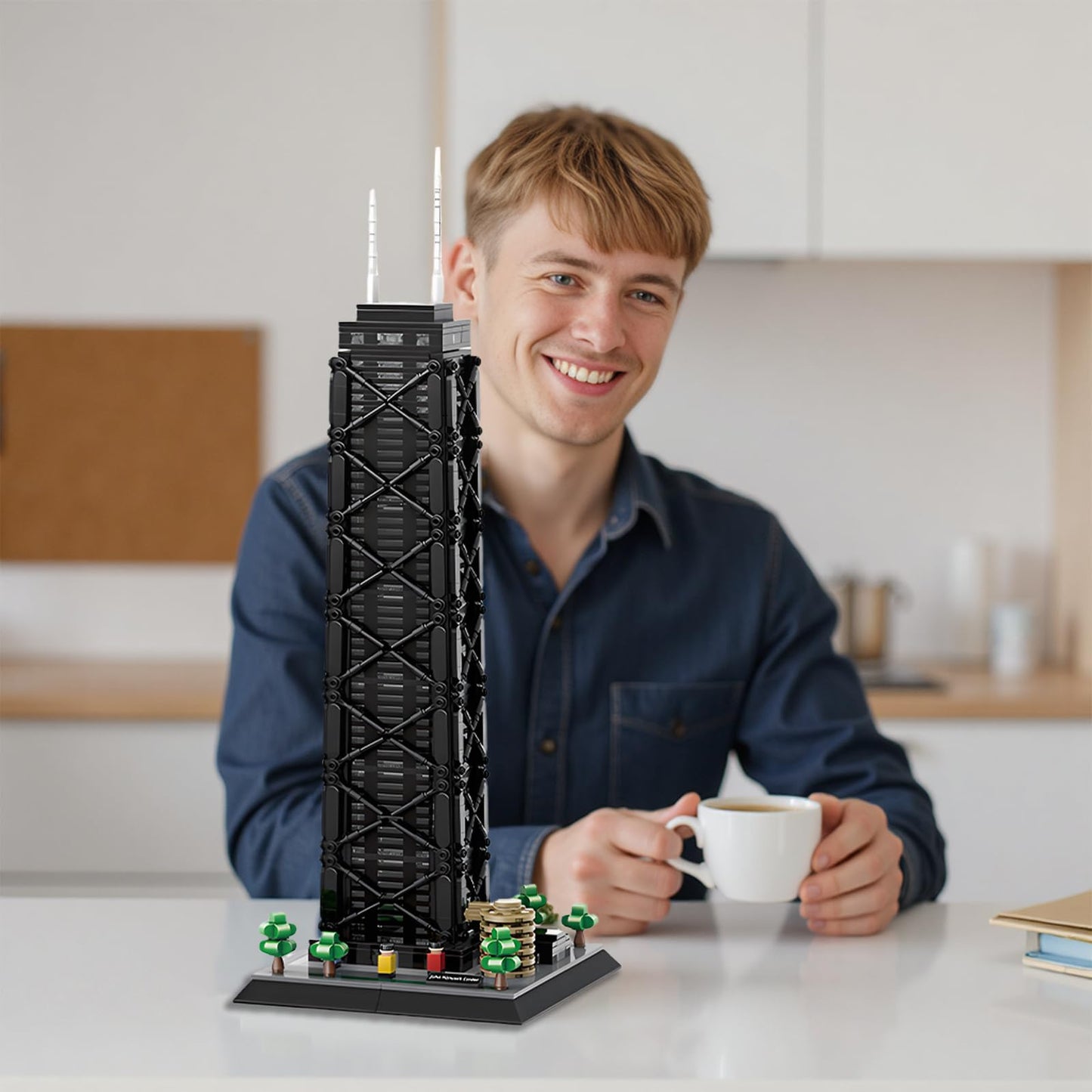 CSNRHG John Hancock Center Chicago Architecture Model Building Blocks Sets The Office Landmarks Skyline Set Toys Collection for Kids Adults 1284Pcs