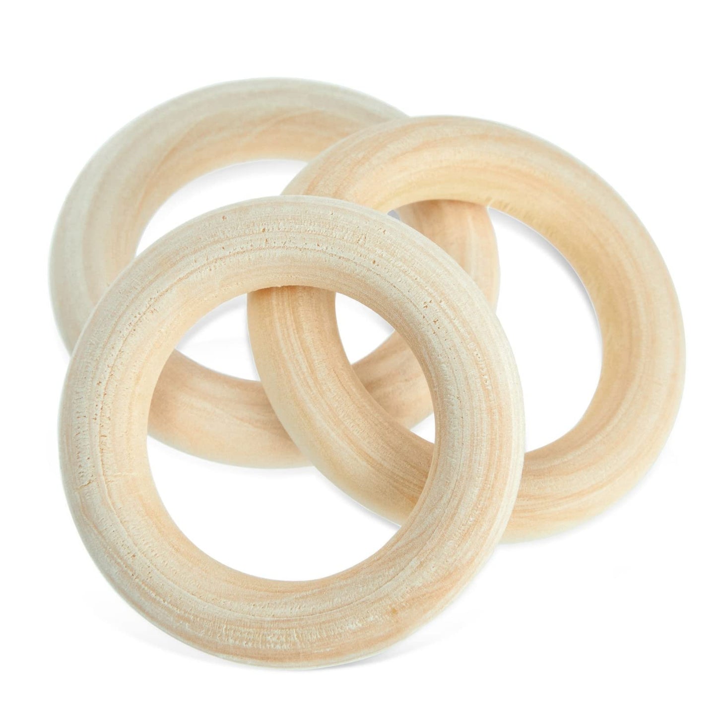 Bright Creations Set of 50 Wooden Beads and 30 Rings for Macrame, DIY Pendant Connectors, Wall Hanging Craft (2.2 in/20mm)