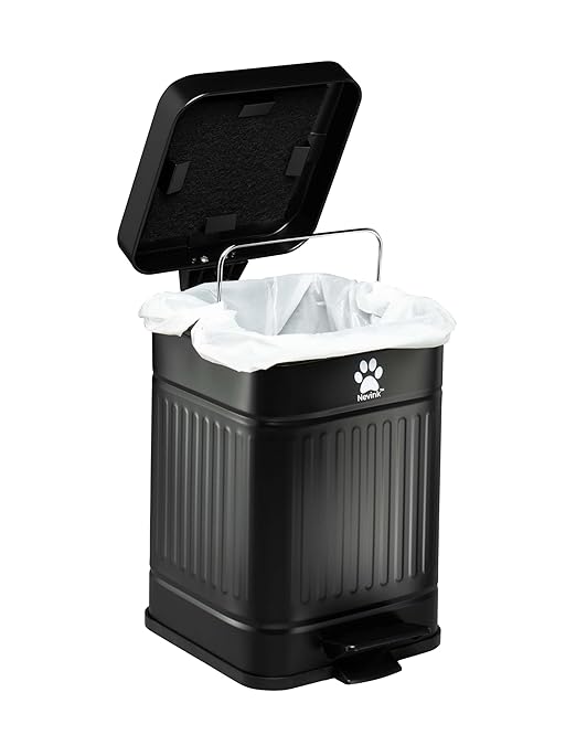 Nevink Dog Poop Trash Can Outside - Outdoor Dog Waste Trash Can with Lid - Odor Proof Waste Station Container for Backyard - 5L/1.3Gal (Black)