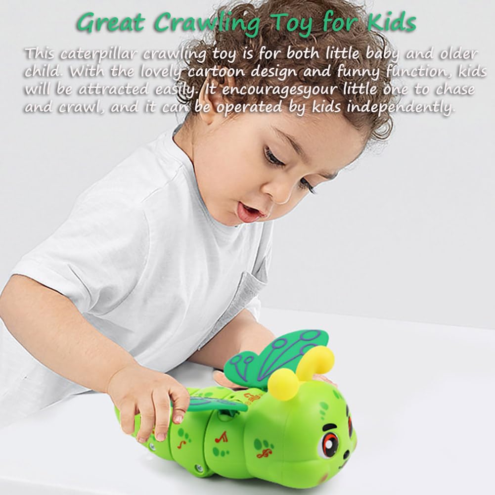 Miracland Stunt Spinning Caterpillar Toy - Electric 360 Rotating Musical Creeping Crawling Toy with Lights