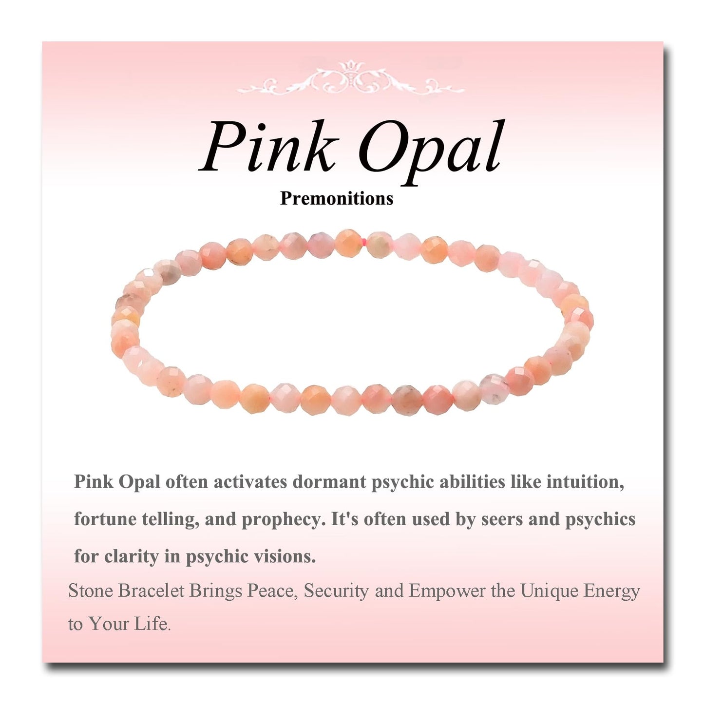 MASSIVE BEADS Natural Genuine Gemstone Beads Healing Crystal Chakra Reiki Jewelry Faceted Round Beads Bracelets (Pink Opal, 3mm)