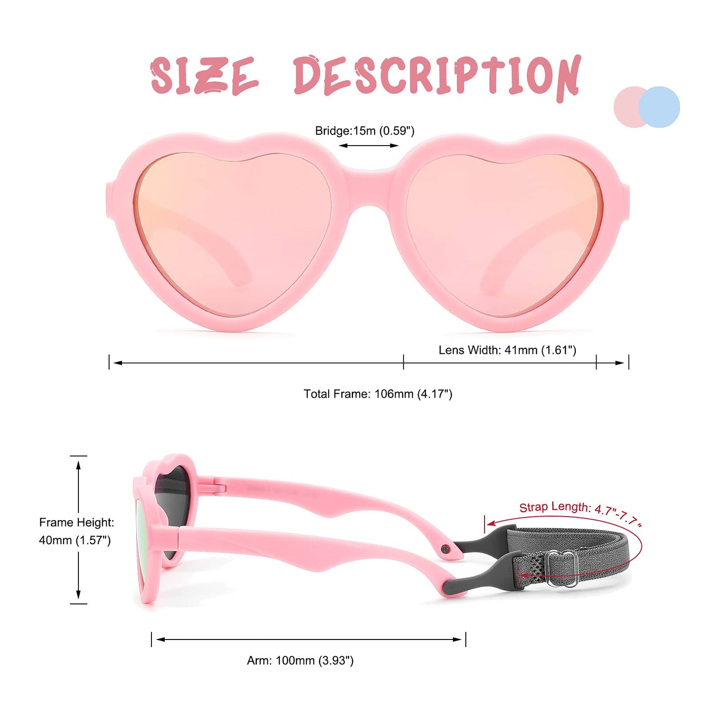 COASION Baby's First Sunglasses with Strap, 3 Pack Unbreakable Polarized Newborn Infant Heart Sunglasses for Ages 0-24 Months (White/Purple Mirror+Pink/Pink Mirror+Purple/Purple Mirror)