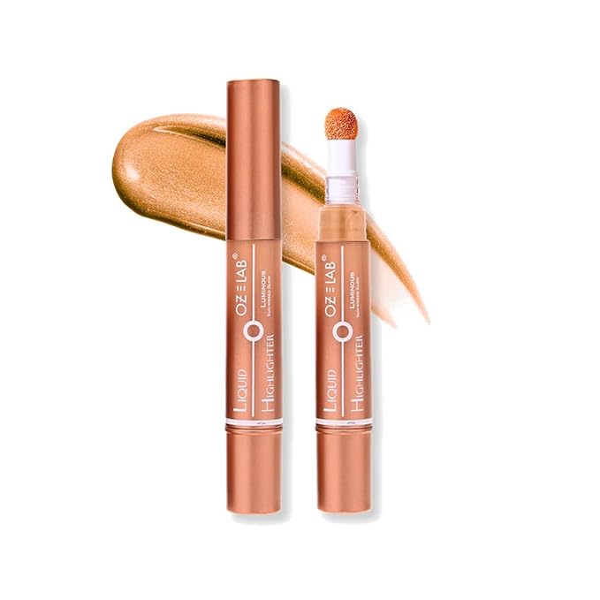 Angelo Glow Liquid Highlighter Wand Gold – Buildable Illuminating Makeup Stick for Face and Body – Radiant Finish ，6ML/0.21FL.OZ，PACK OF 1