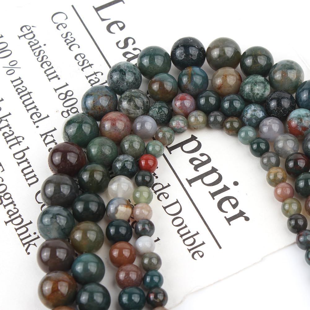 About 60pcs 6mm Natural Stone Beads Indian Agate Beads Crystal Gemstone for Jewelry Making, DIY Bracelet Necklace