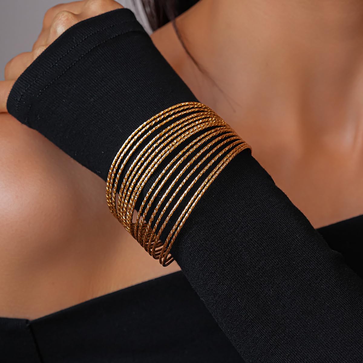 MOEEIJEW Gold Cuff Bracelets for Women Cuffs Bangle Adjustable Open Bracelets Punk Vintage Jewelry(Gold D)
