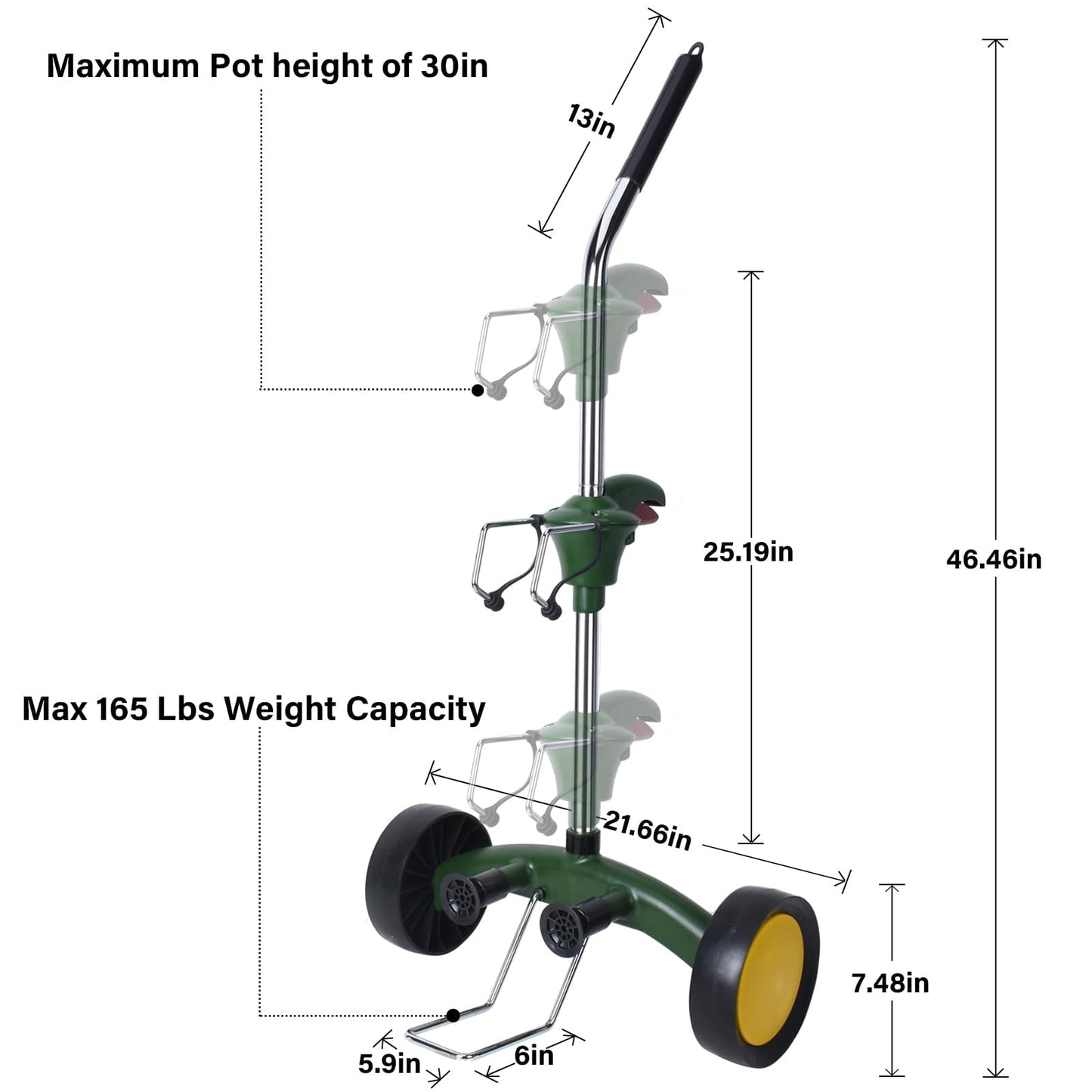 EZwoks Plant Caddy Plant Dolly with Wheels Heavy Duty,Adjustable Grabbing Arm Plant Rollers for Outdoor Plants,Fits Pots from 8" to 30" High & Max 165 Lbs Weight Capacity