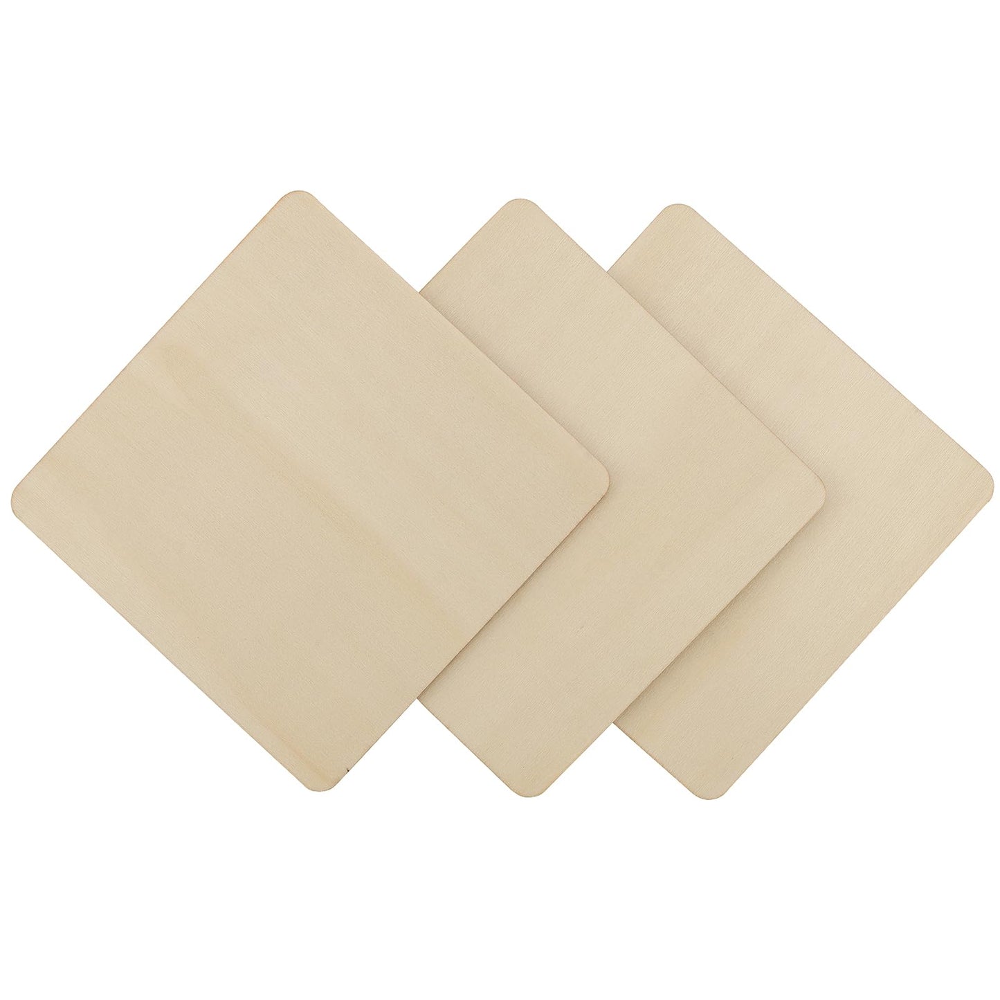 HEIHAK 50 Pcs 6x6 Inch Square Wooden, Unfinished Blank Wood Pieces with Round Corner, Natural Square Wooden Cutouts for Crafts Letter Tiles Pyrography Coasters Plaques, 1/8 Inches Thickness