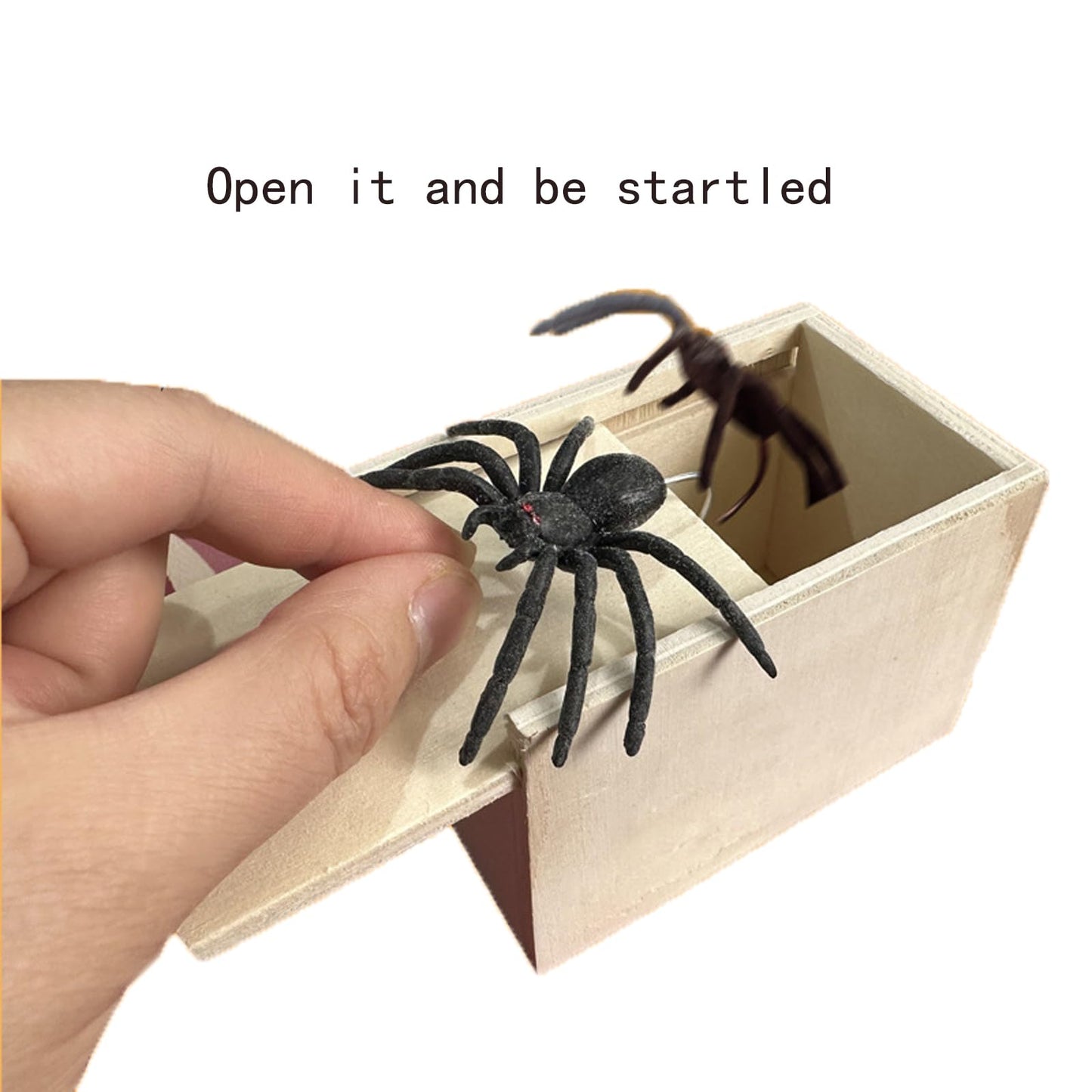 Winbar Rubber Spider Trick Box, Handmade Wooden Surprise Box with Hidden Spider, Trick Toys & Prank Stuff for Adults and Children