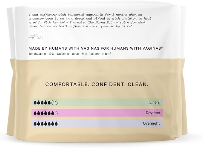 The Honey Pot Company - Incontinence Pads for Women - 80ct - Non-Herbal Panty Liners - Bladder Leak Control - Organic Cotton Cover & Ultra-Absorbent Pulp Core - FSA & HSA Eligbible