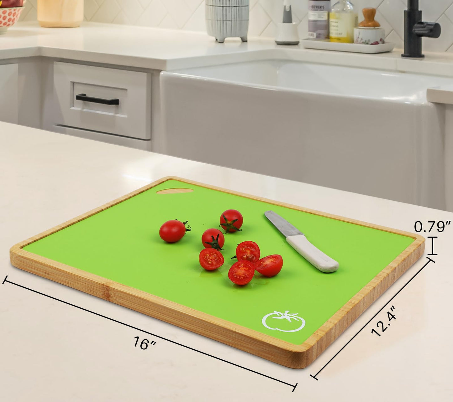 Bamboo Cutting Board Set with 6 Color-Coded Flexible Chopping Mats,BPA Free, Durable & Multi-Purpose for Kitchen Prep, Ideal Charcuterie & Chopping for Meat, Vegetables and Fruits Ideal Kitchen Gifts