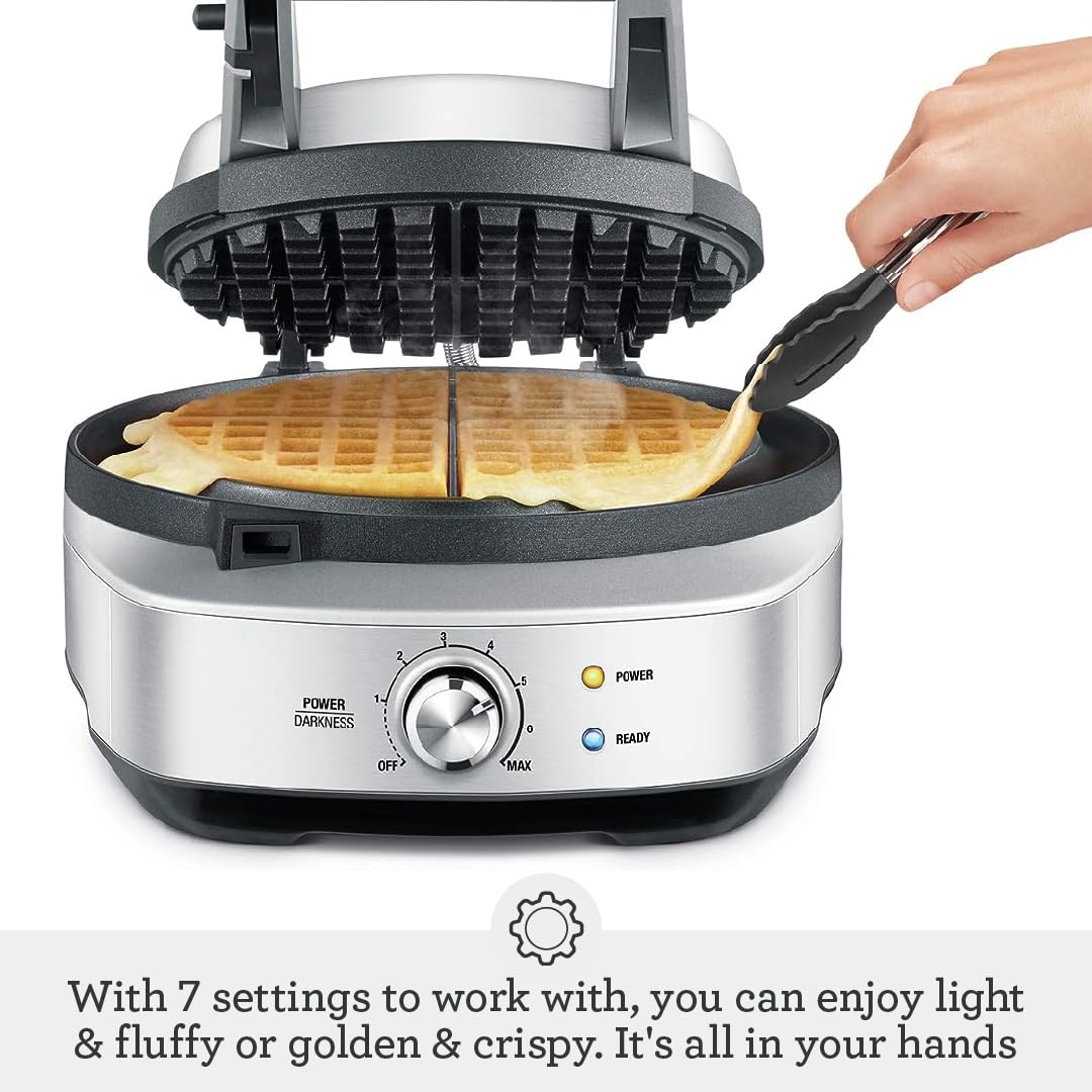 Breville BWM520XL No-Mess Classic Round Waffle Maker, Brushed Stainless Steel