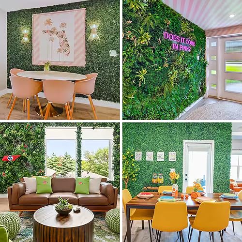 3rd Street Inn Artificial Hedge - Outdoor Artificial Plant - Great Boxwood and Ivy Substitute - Sound Diffuser Privacy Fence Hedge - Topiary Greenery Panels (12, Laurel) - color: Laurel