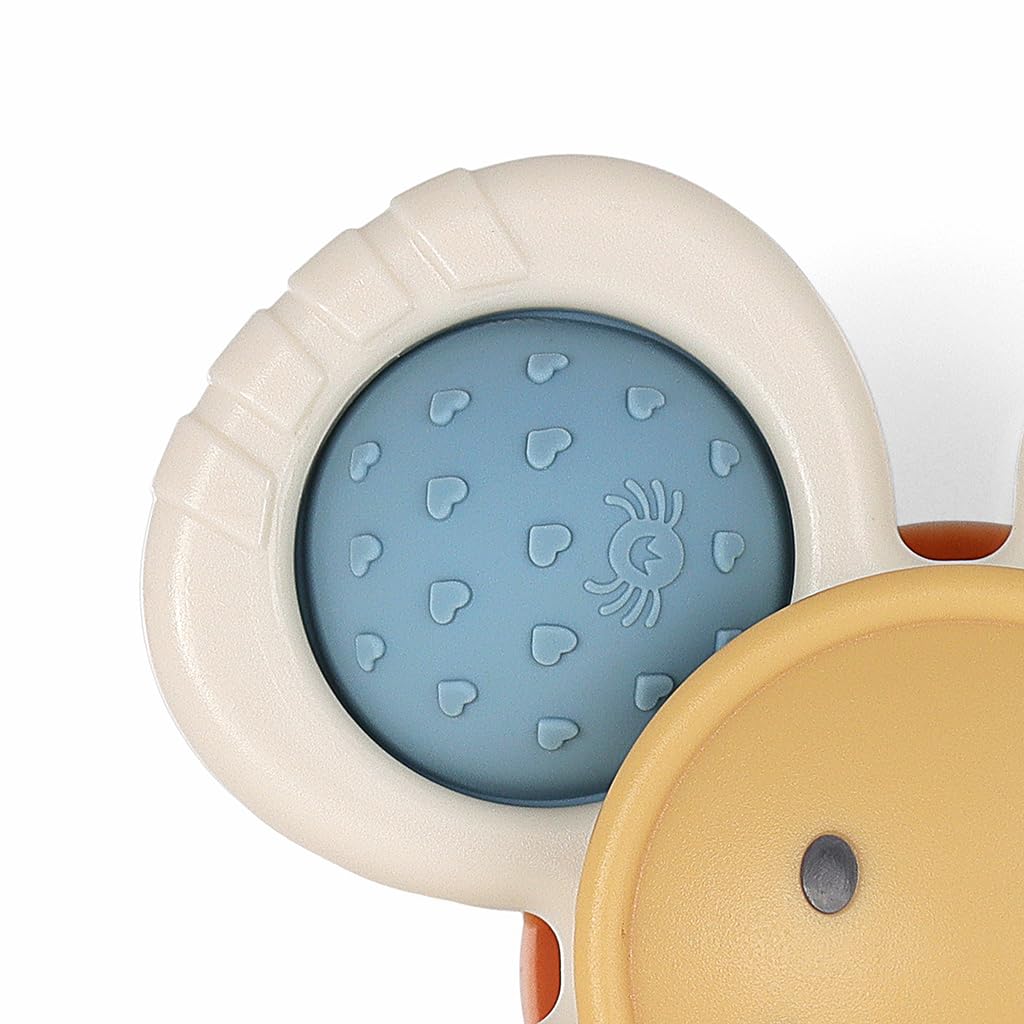 Itzy Ritzy Pop & Whirl – Fidget Spinner Travel & Bath Toy for Babies & Toddlers – Fidget w/Textured Silicone Poppers to Develop Fine Motor Skills – Sticks to Highchairs, Tables, Tubs More (Smile)