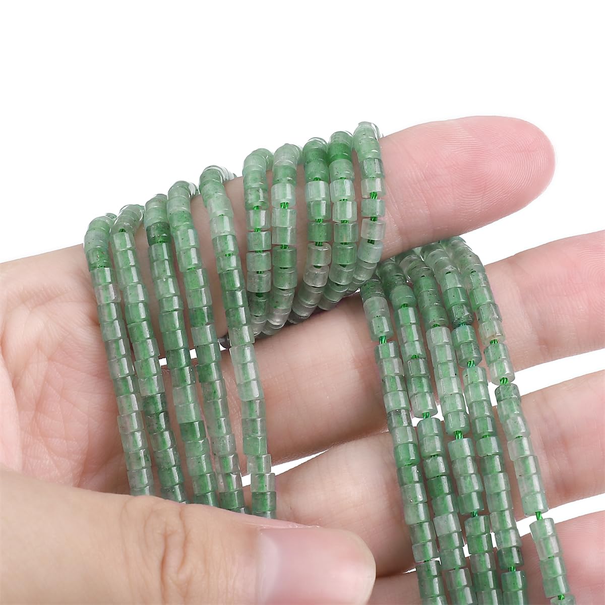 BEADIA Natural Green Aventurine Spacer Beads Caps Flat Round Loose Beads for Beading Jewelry Making 3mmx2mm 38cm