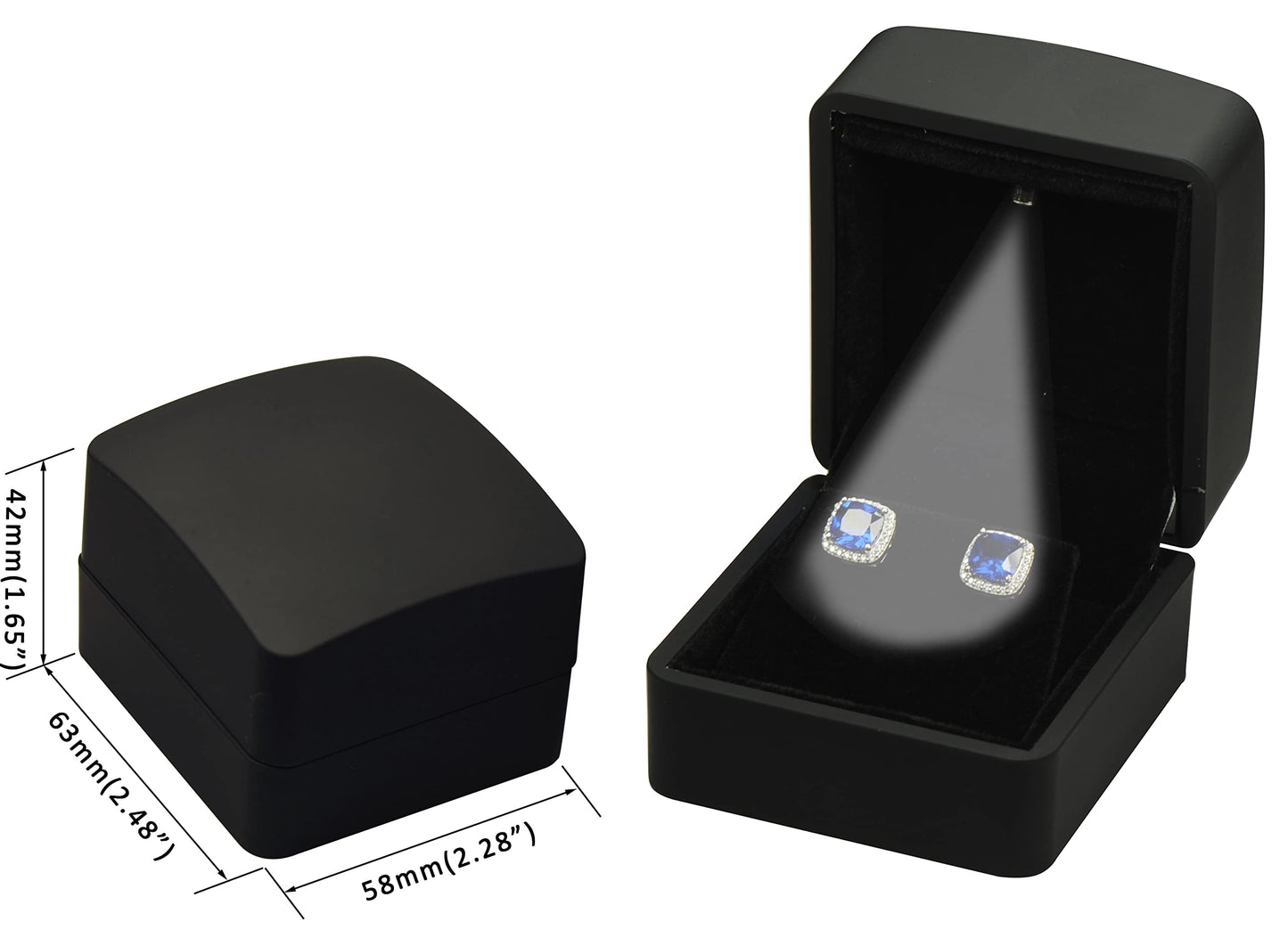 LAODA LED Earring Jewelry Gift Box for Wedding, Proposal, Birthday...Luxury LED Diamond Stud Earring Jewelry Gift Box with Light for Women for Men (Black Earring Box)