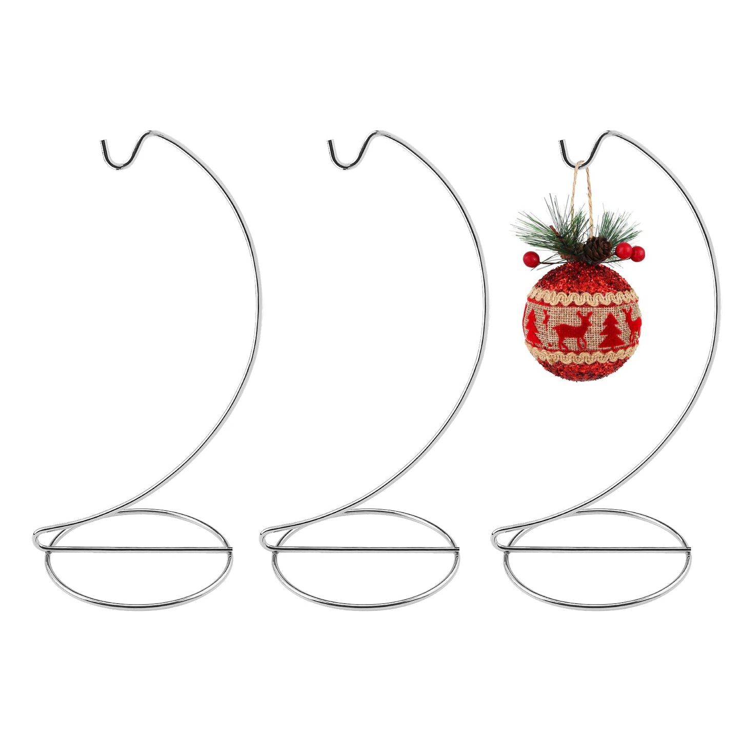 Abom 9in Ornament Display Stand, 3 Pack Silver Tabletop Hanging Ornament Hanger for Glass Globe, Air Plant Terrarium Holder, Witch Ball, Daily Decorations & Wedding Decor