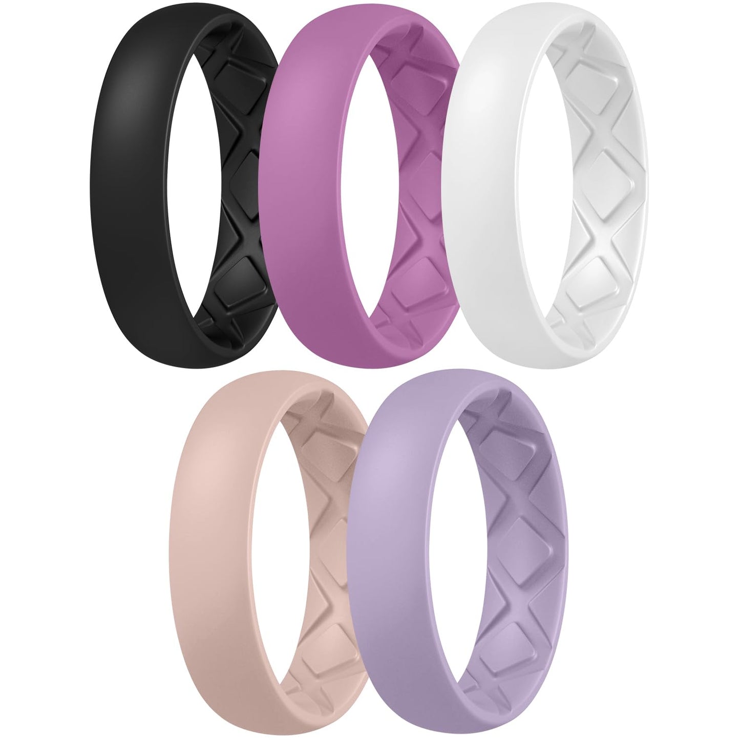 Egnaro Women's Engagement Rings, Silicone Inner Arc Ergonomic Breathable Design with half sizes, Rubber Wedding Band Rings，5.5mm Wide-2mm Thick