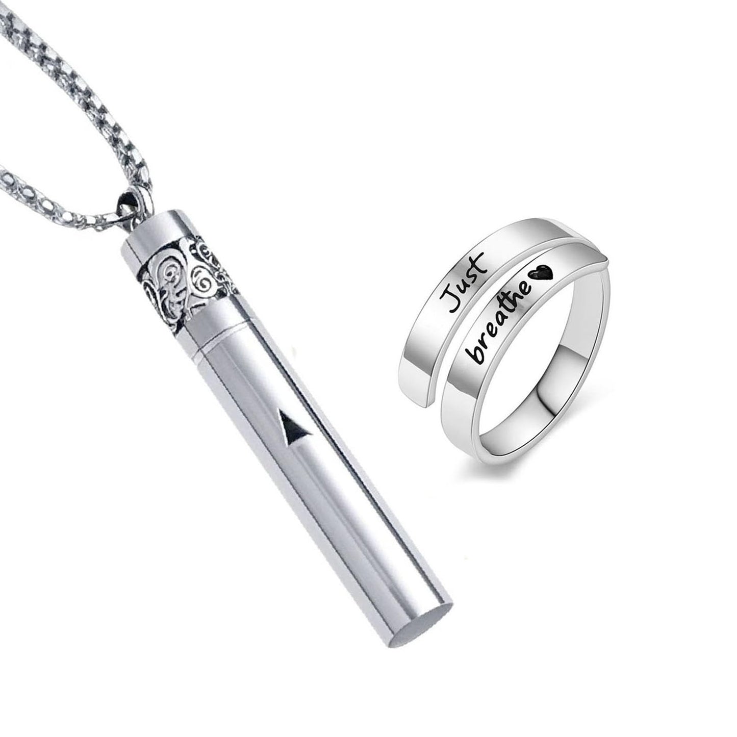 phaxud Stainless Steel Mindfulness Breathing Necklace for Anxiety Original Upgrades Multifunctional Breathlink with Essential Oil Diffuser Multifunctional Jewelry (H)