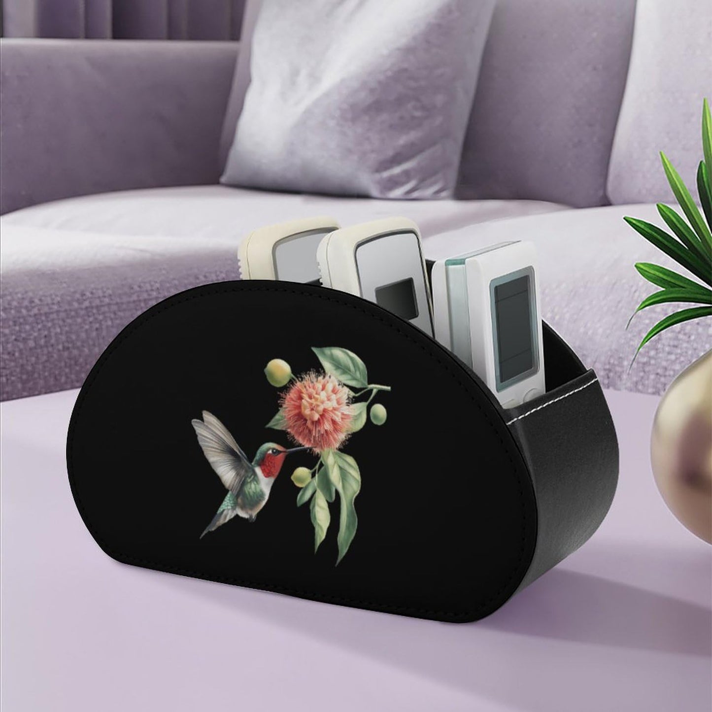 Hummingbird Remote Control Holder with 5 Compartments Caddy Desktop Organizer for Home Office
