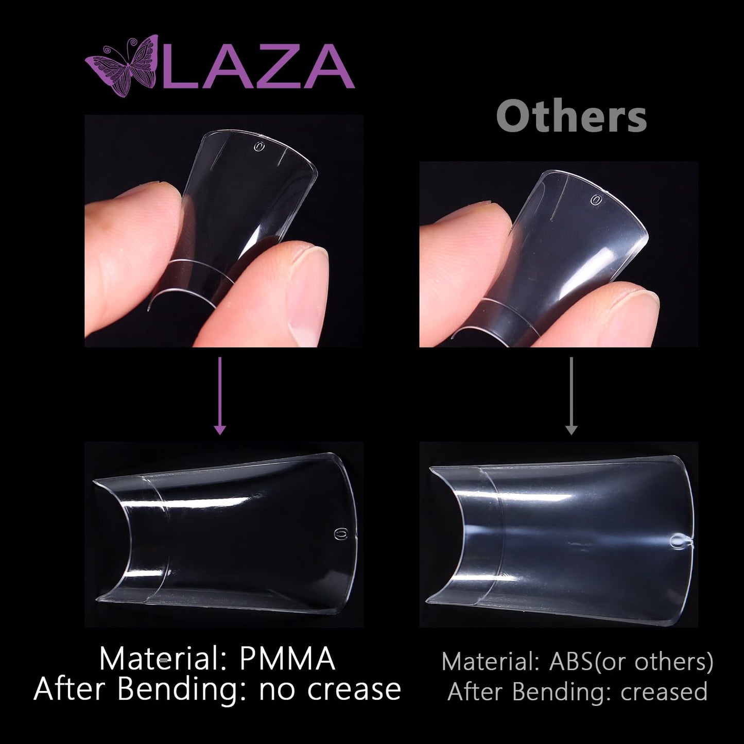 Laza 600pcs Long Duck Nail Tips 12 Sizes Box-packed Clear Duck Nails Half Cover Wide Nail Tips French False Nail Tips for Acrylic Nails Extension Tips — 41MM